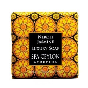 Luxurious Neroli Jasmine Spa Ceylon Ayurvedic soap with floral design.