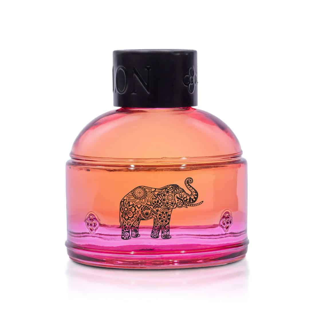 Luxury Spa Ceylon perfume bottle with intricate elephant design.