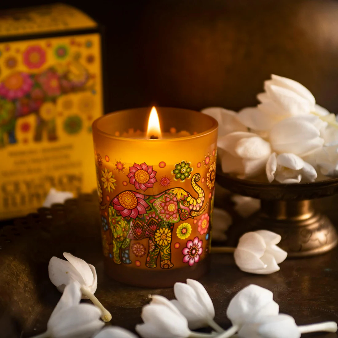 Ceylon Elephant Neroli Jasmine - Aromaveda Natural Candle 50g - Image 3