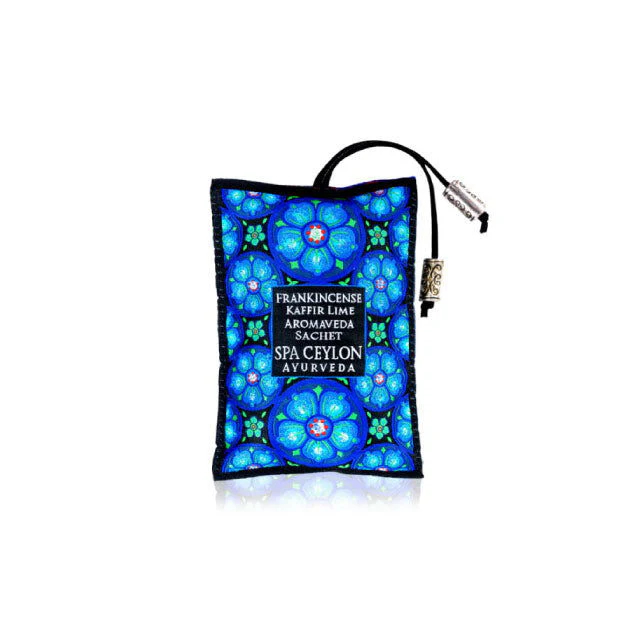 Colorful Spa Ceylon Ayurveda aromatic sachet with traditional patterns and diffuser lock.