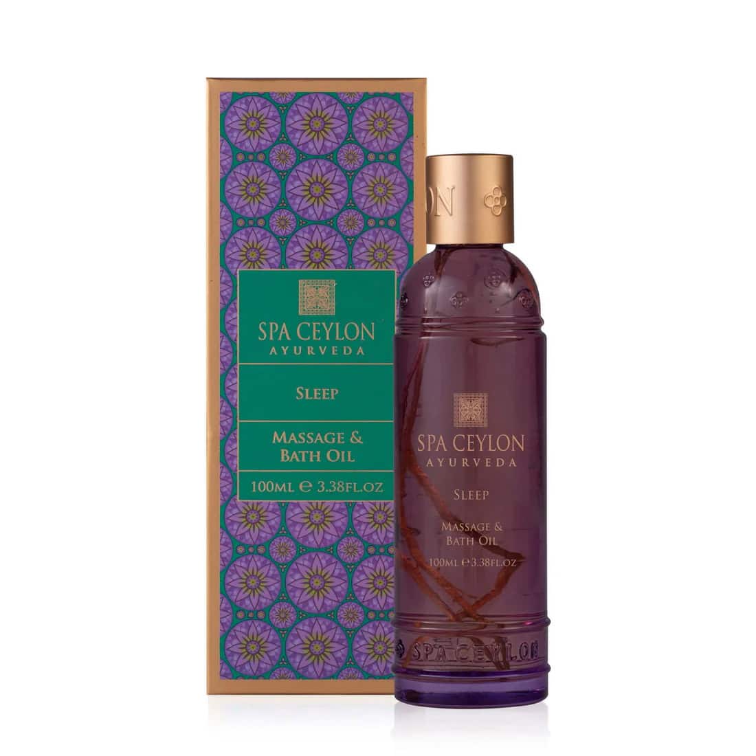 Soothing Spa Ceylon Ayurveda Sleep Massage & Bath Oil, 100ml, for relaxation.