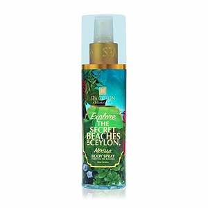 Vibrant Ceylon Spa Ceylon body spray with tropical beach scent and essential oils for natural skincare.