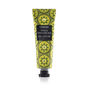 Soothing Spa Ceylon Ayurveda Neck & Shoulder Rub in vibrant floral packaging.