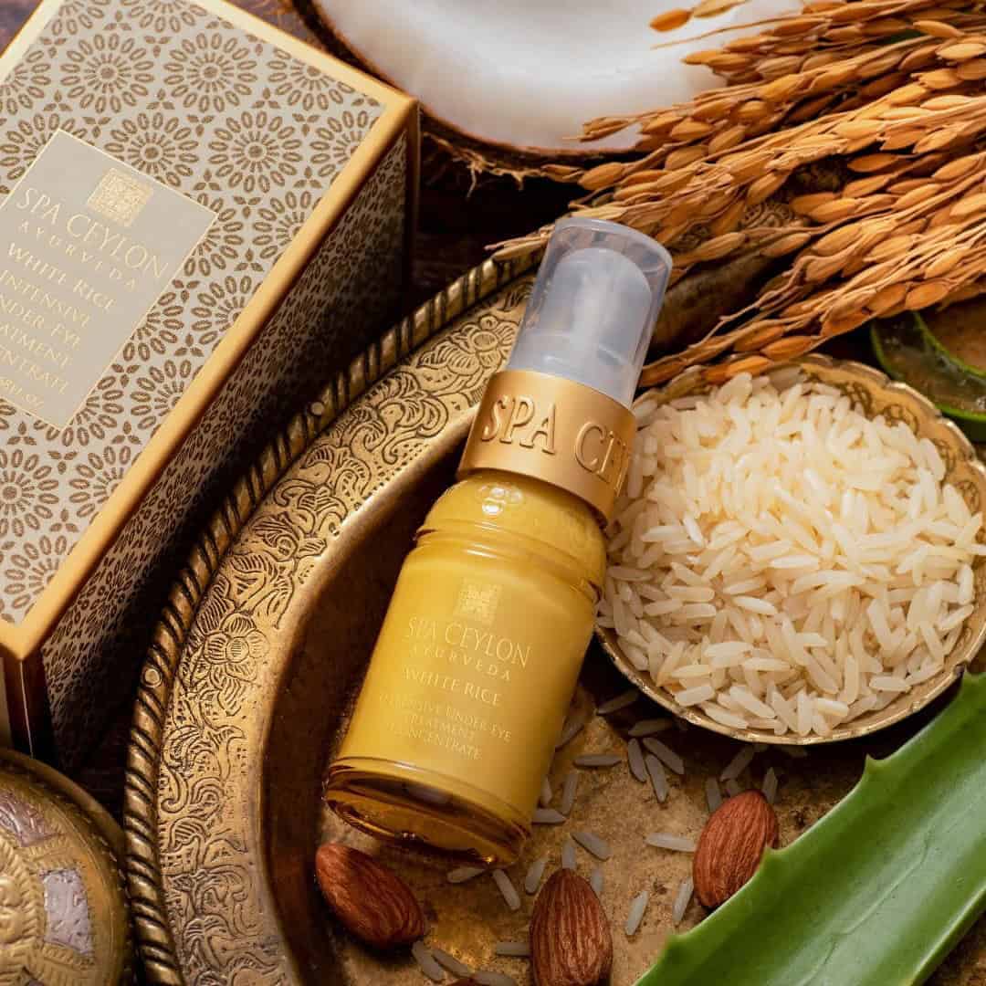Luxurious Spa Ceylon White Rice Anti-Aging Eye Cream with natural ingredients.